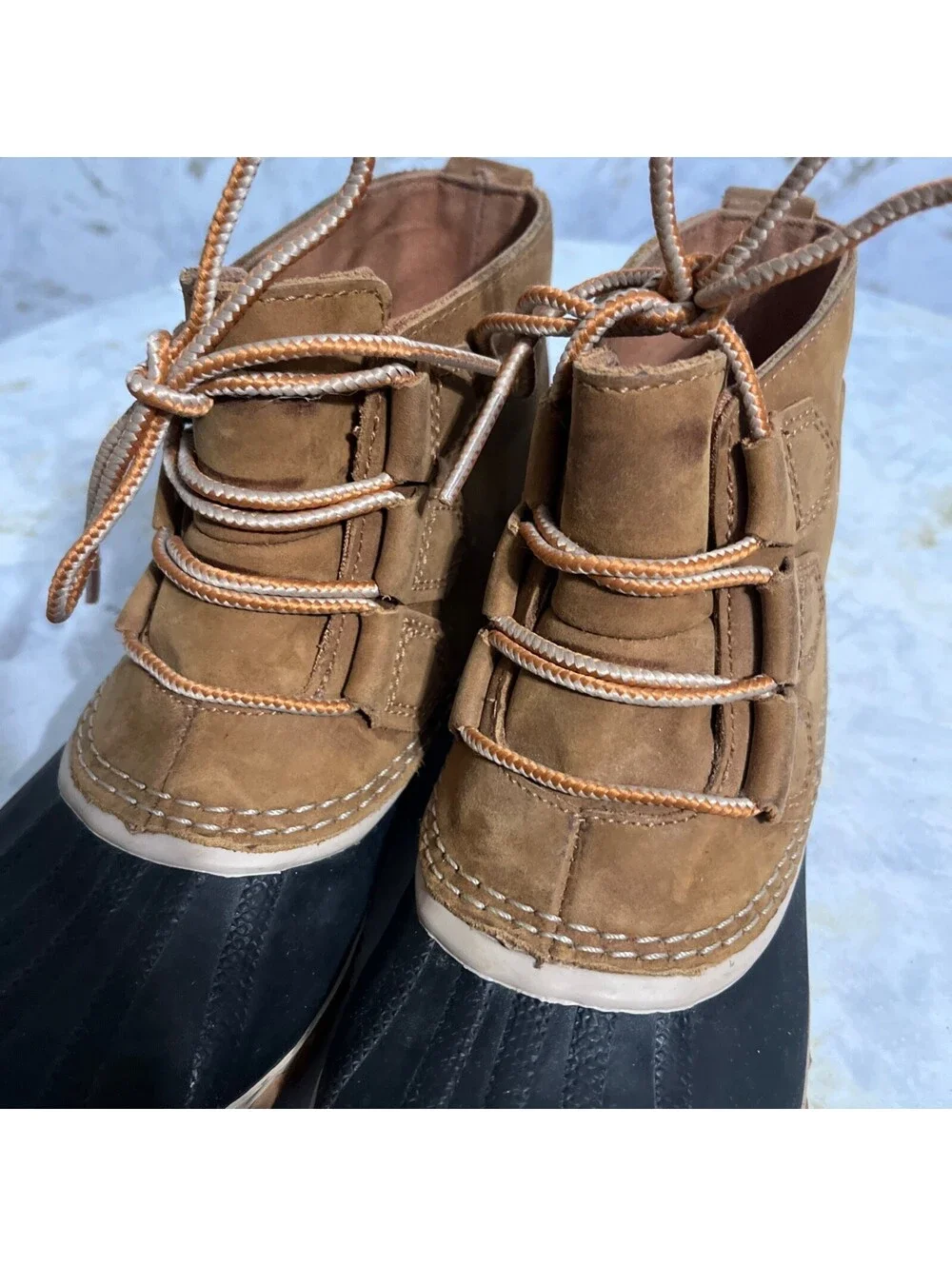 Sorel Out N About Womens Size 6.5 Shoes Brown Leather Lace Up Comfort Duck Boots